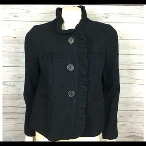 J. Crew Dark Gray Luxe Wool Ruffle Jacket (sz 10)